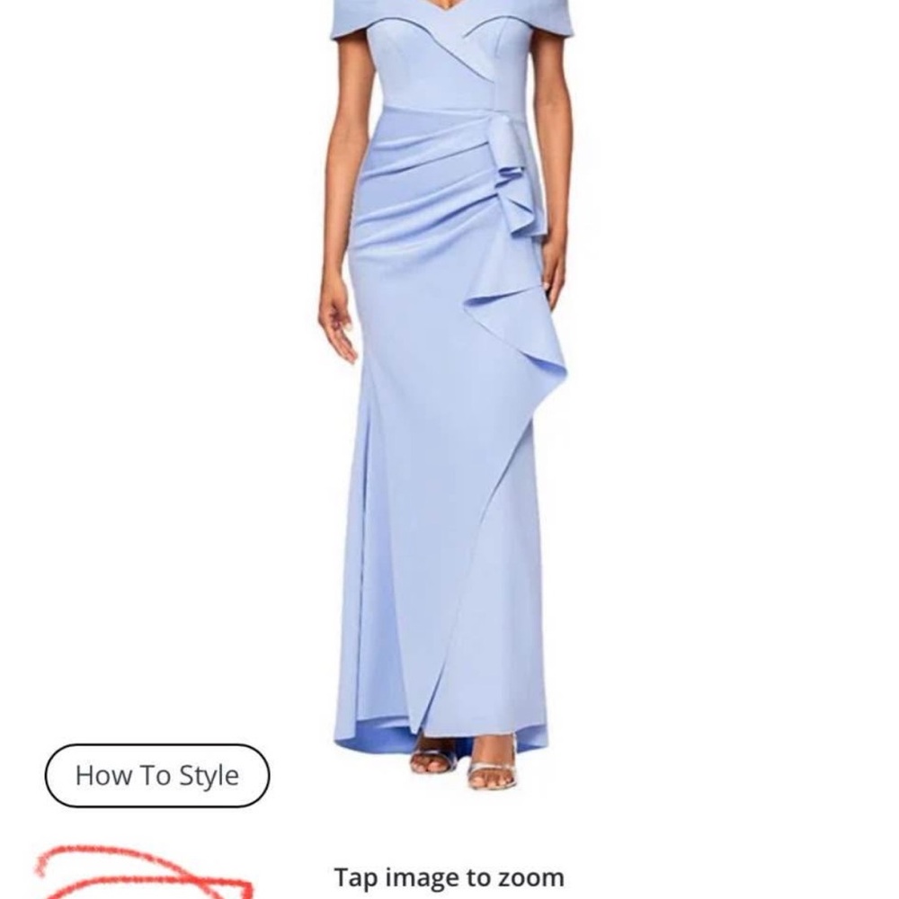 Elegant Blue Off-Shoulder Evening Gown